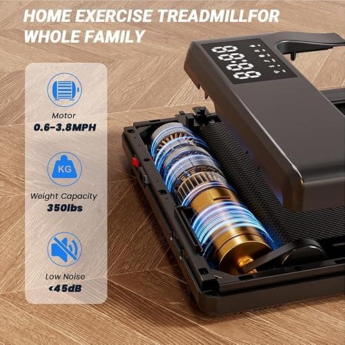 DeerRun Raceable Walking Pad Portable, Under Desk Treadmill with 9% Incline, 3HP Treadmills for Home 300LBS, Adjustable Speed 3.8MPH, LED Screen Display, Remote & APP Control, No Assembly thumbnail 6
