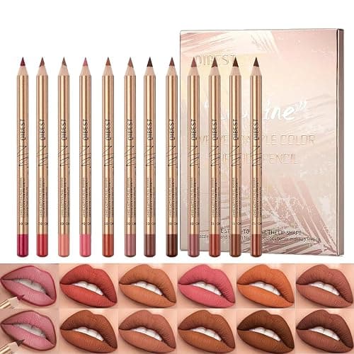 Sitovely 12 Farben Schlankes Lippenkonturenstifte Set,Longwear Smooth Lip Pencil Cremiger Lip Liner Stift Matter Lippenstift wasserfester Lippenstift,Hochpigmentiertes natürliches Lippen Makeup(A, M) - Image 1