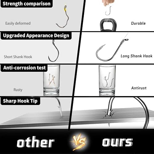 FishTrip Octopus Hooks Fishing Saltwater - 100pcs/50pcs Offset Beak Fish Hooks/Closed Eye/Barded/Black for Fishing Rigs Bass Catfish thumbnail 4