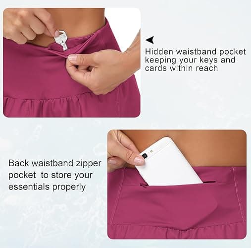 THE GYM PEOPLE Womens High Waisted Running Shorts Quick Dry Athletic Workout Shorts with Mesh Liner Zipper Pockets thumbnail 5