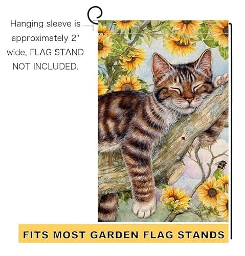 BLKWHT Summer Cat Garden Flag 12x18 Inches Double Sided for Outside, Sunflower Burlap Small Seasonal Yard Flag for Outdoor Decor BW640 thumbnail 7