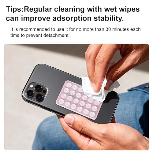 4PCS Glitter Silicone Suction Phone Case Mount, Non Slip Suction Cup, Hands-Free Phone Accessories Holder for Selfies and Videos, Silicone Adhesive Stand Sticky for Cell Phone (Pink Glitter) thumbnail 5