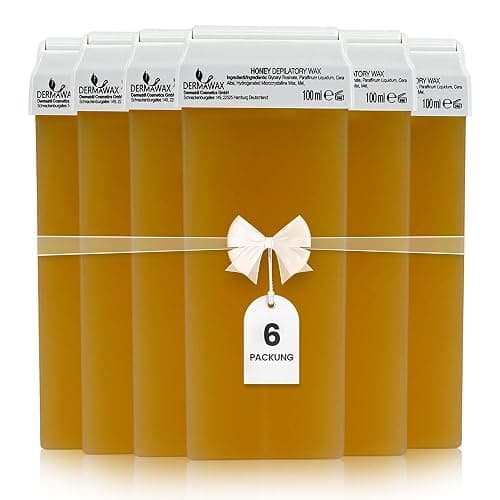 DERMAWAX Roll-on Wachspatronen Honig 6×100 ml – Warmwachs Nachfüllset | 6 Roll-on-Warmwachspatronen mit Honig für 100-ml-Wachswärmer – Vliesstreifen erforderlich; Gerät nicht enthalten - Image 1