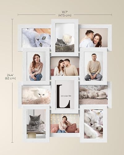 SONGMICS Collage Picture Frames, 4x6 for Wall Decor, Multi Family Photo for Gallery Decor, Hanging Display, Set of 12, Cloud White URPF026W01 thumbnail 3