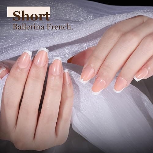 Teenitor Almond French Tip Black Press On Nails - Short, Medium Coffin Shapes - Glue On Nails Kit thumbnail 4