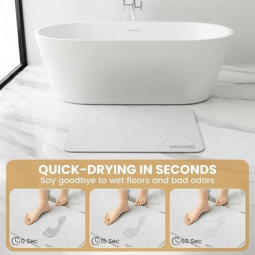 Homerz Stone Bath Mat – Premium Diatomaceous Earth Bath Mat, Rock Absorbent Bath Mats for Bathroom, Modern Stone Drying Mat, Shower Mat Outside Shower, Tapetes para Baño 23.6"x15.3" thumbnail 4