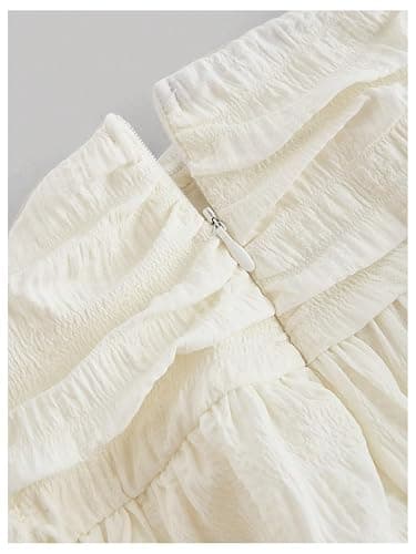 MakeMeChic Women's Lace Tiered Layered Cake Skirt Ruched Ruffle Hem Mini Skirts thumbnail 3