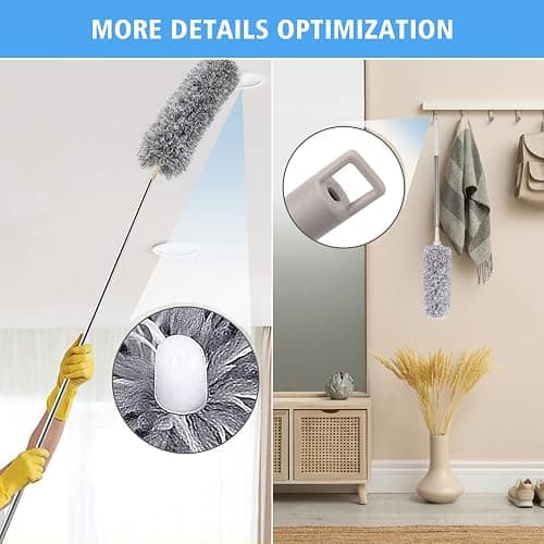 Tiumso Microfiber Feather Duster 5-in-1 Kit, Dusters for Cleaning, Duster with Extension Pole 100 Inches, Cobweb Duster, Microfiber Dusters for High Ceilings and Fans, Blinds, Cars and Furniture thumbnail 4
