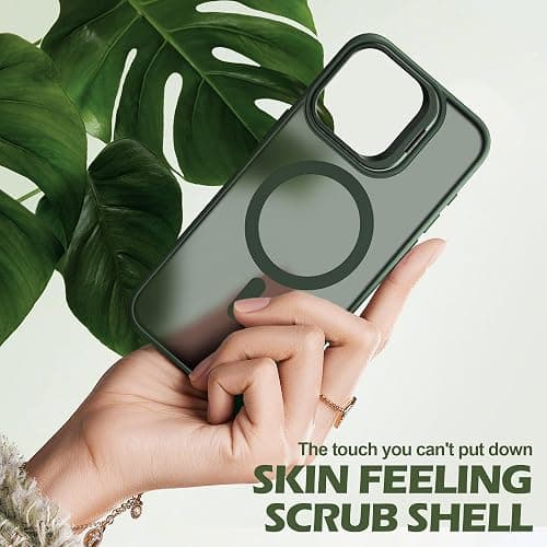 IDweel for iPhone 15 Case with Screen Protector & Camera Lens Protector,Compatible with MagSafe,Built-in Camera Stash Stand,Magnetic Hard Back Soft Edge Anti-Fingerprint Flexible Cover,Green thumbnail 4