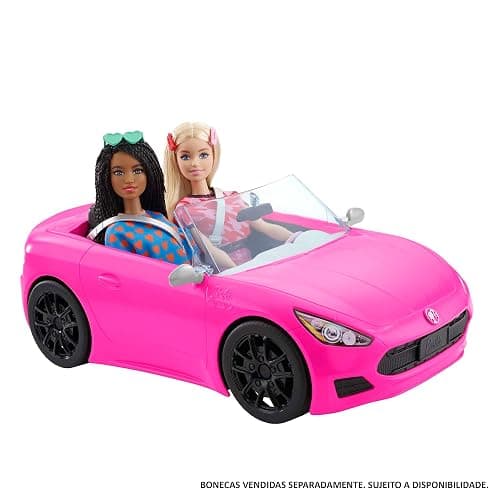 Barbie Convertible 2-Seater Vehicle, Pink Car with Rolling Wheels & Realistic Details, Gift for 3 to 7 Year Olds thumbnail 4