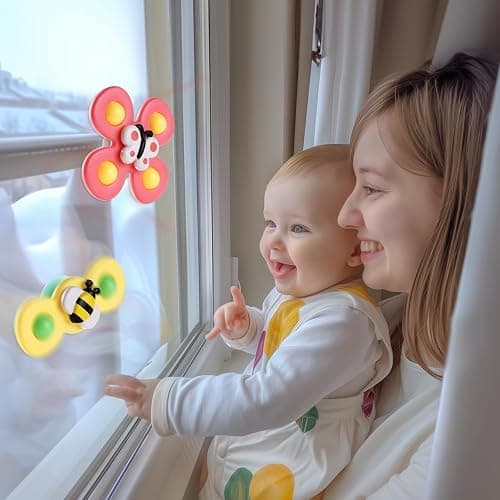 ALASOU 3PCS Suction Cup Spinner Toys for 1 Year Old Boy Girl|Spinning Top Baby Toys 12 18 Months|1 2 Year Old Boy Birthday Gift|Baby Bath Toy for Kids Ages 1-3|Sensory Toy for Toddlers 1-3 thumbnail 2