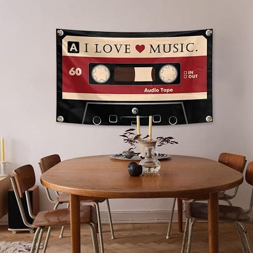 I LOVE MUSIC Flag 3×5 FT Banner Funny Tapestry with Four Grommets For Room Teen Girls Indoor Outdoor Party Bedroom And College Dorm Decor thumbnail 5