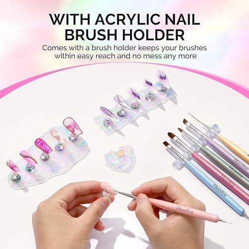 MelodySusie Nail Stand for Press Ons, 3 PCS Shiny Magnetic Bases Sets for Practice Painting Display with Brush Holder and 100 Pcs Reusable Double-Sided Tape for Home DIY Salon Supplies thumbnail 4
