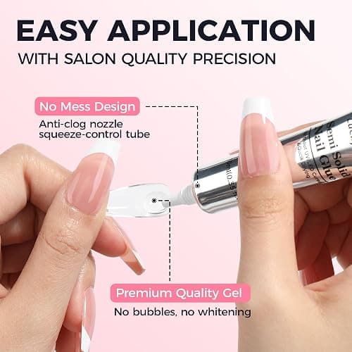 Super Strong Nail Glue for Press On Nails: 10g Semi Nail Glue with 12ml Glue Remover Kit, Quick Dry, No UV Lamp Needed with Gentle Non-Acetone Remover, Long Lasting for Acrylic Fake Nails Tips thumbnail 5