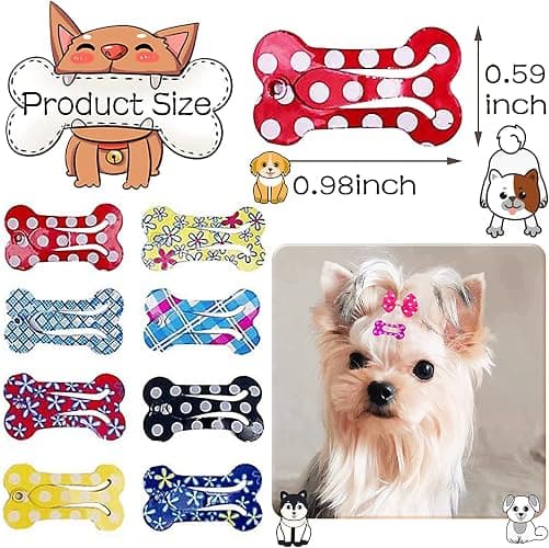 PET SHOW 50Pcs/25Pairs Hair Clips for Small Dogs Cute 1 Inch Puppy Barrettes Mini Bone Shaped Snap Hair Bows Pet Grooming Hair Accessories for Dog Cat thumbnail 2