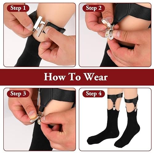Mens Sock Garters Mens Sock Suspenders Adjustable Non-Slip Sock Strap Suspenders for Stockings thumbnail 4