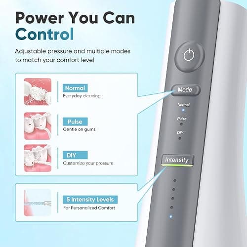 Maynovia Water Flosser Cordless for Teeth, Water Pick Oral Irrigator with U Shaped Nozzle, 40–150 PSI DIY Mode, 350ML Large Tank, Rechargeable Portable Dental Flosser for Braces & Adults (White) thumbnail 4