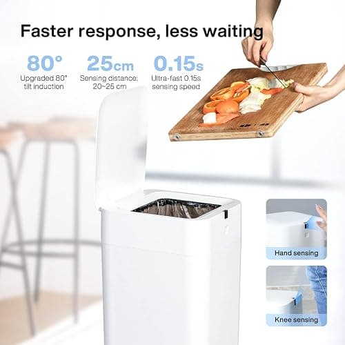 Airdeer Automatic Trash Can, 4 Gallon Self Sealing and Self-Changing Smart Trash Can, Motion Sensor, Touchless Garbage can with lid for Kitchen Bathroom Office, 6 Refill Rings(A1, Golden line) thumbnail 6