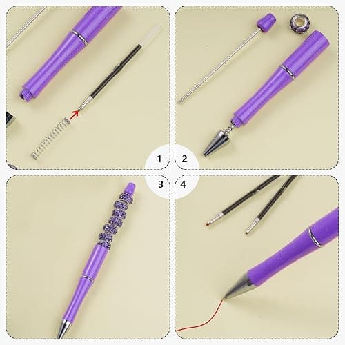 jiebor 100Pcs Beadable Pens Refills Ballpoint Pens Refills Red Ink 1.0mm for Plastic Bead Pens Students Teacher Gift Office School Supplies 2.44 Inch thumbnail 5