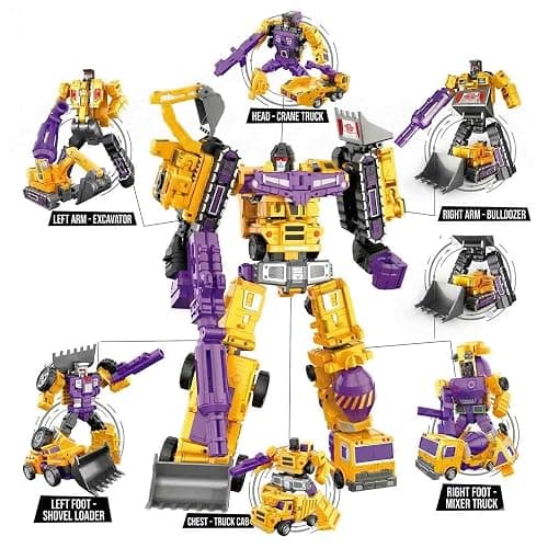 WILD HUNTER 6 in 1 Gravity Builder Constructor Engineering Truck Robot Combiner 11" Robot Transformations Construction Vehicles Figure Toys Model Gift thumbnail 7