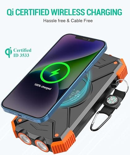 BLAVOR Solar Charger Power Bank 10,000mAh, Portable Wireless Charger, 20W Fast Charging External Battery Pack with USB C for Cell Phones, Solar Panel Charger with Dual Flashlight for Camping thumbnail 2