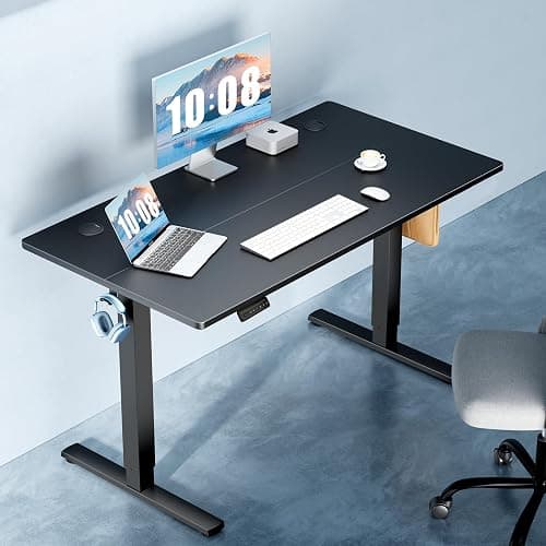DUMOS 55 Inch Electric Standing Desk Height Adjustable, Sit to Stand Computer Workstations Large Work PC Table Home Office Writing Gaming Desks with Memory Presets for Walking Pad, Bedroom, Black thumbnail 2