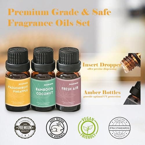 AmaKane Summer Essential Oils, Fragrance Oil for Soap Making, Candle Making Scents, Passionfruit Pineapple, Coastal Breeze and More, Diffuser Oils Scents for Home, Aromatherapy Oils 6x10 ml thumbnail 6