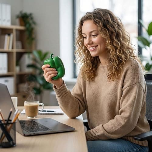 Simulation Green Pepper Squishy Toy, Stress Relief Squeeze Toy for & Adults, Sensory Fidget Toy for Office & Home thumbnail 4