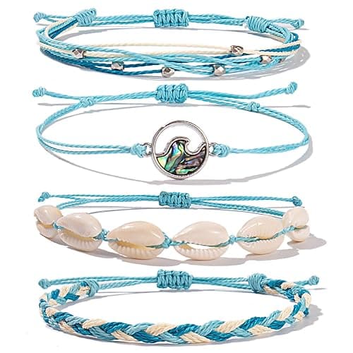 Boho Wave Shell Beaded String Bracelets Cute Braided Summer Beach Jewelry | Adjustable Stackable Friendship Gifts Abalone Cowrie Waterproof Thread Plus Size Layered Surfer Accessories for Women - Image 1