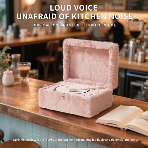 Plush Fuzzy Pink CD Player with Bluetooth, Remote Control thumbnail 5