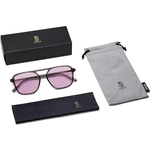 SOJOS Retro Aviator Sunglasses for Women Men,Trendy Rectangle Womens Mens Shades Sun Glasses SJ2202 thumbnail 6
