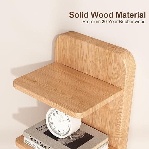 WoodsWhisper Narrow Bookshelf Ladder Bookshelf 5 Shelf Bookcase, Mid Century Modern Bookcase with Freestanding Display Shelves,Anti-tip Device and Thickened Base for Small Space,Living Room, Office - Natural - 5C thumbnail 6