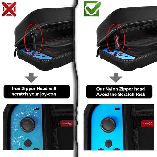 daydayup Switch Carrying Case Compatible with Nintendo Switch/Switch OLED, with 20 Games Cartridges Protective Hard Shell Travel Carrying Pouch for Console & Accessories Playstation Vita Case Black thumbnail 5