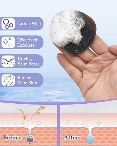 Manmihealth Silicone Back Scrubber & Soft Bath Glove, Silicone Scalp Massager Set 5 PCS, Super-Exfoliating Body Scrubber Shower Brush & Shampoo Brush Combination, with 2 Free Hooks (Style 2 Black) thumbnail 6