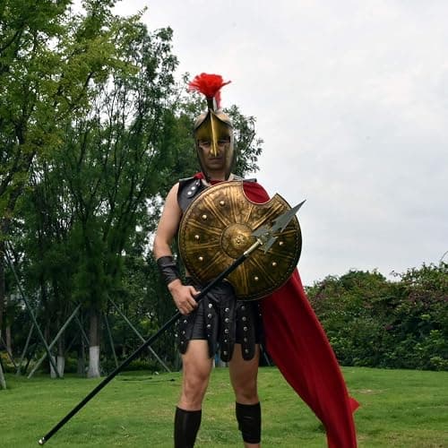 LOOYAR Antique Troy Trojan War Shield Ancient Greek Shield Handcrafted Metal Crafts for Knight Soldier Warrior Costume Battle Play Halloween Cosplay LARP Home Office Bar Lobby Wall Decoration thumbnail 3