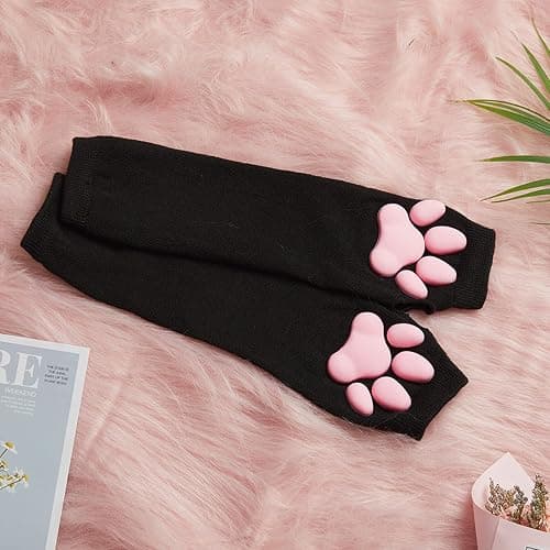 HOMEGYMFREE Cute Cat Paw Mittens Gloves, Kawaii Cat Cosplay Kawaii Soft 3D Toes Beans Fingerless Cat Claw Paws Pad Sleeve thumbnail 6