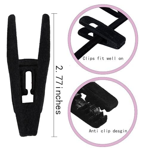 Tinfol Velvet Hanger Clips, 24 Pack Black Pants Hangers Clips, Large Opening Clothes Pin, Strong Finger Flocked Clip Perfect for Use with Slim-line Clothes Velvet Hanger - 24PC - Black thumbnail 5