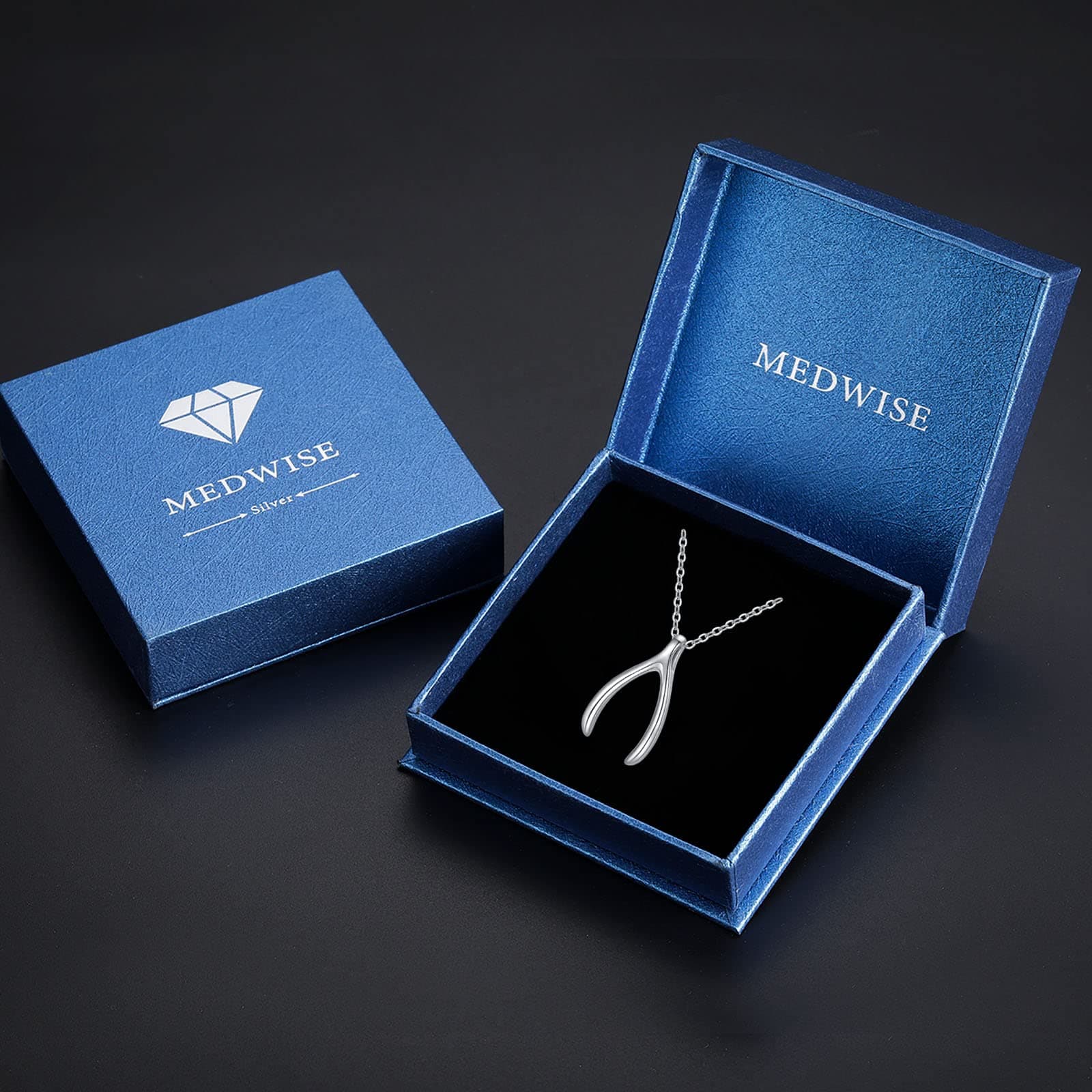 MEDWISE Silver/Gold/Rose Gold Wishbone Amulet Necklace for Women 925 Sterling Silver Classic Wishbone Pendant Necklace Wishbone Charm for Christmas Mothers Day Birthday Gifts thumbnail 7