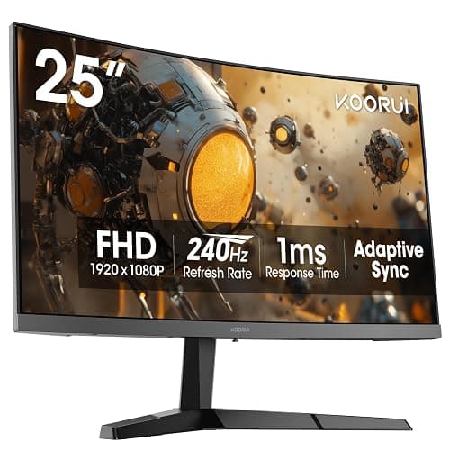 KOORUI 25 Inch Curved Gaming Monitor 240Hz FHD 1080P Computer Monitor, 1500R 1ms MPRT Display, Adaptive Sync, 90% DCI-P3,HDR, Eye Care, Tilt Adjustable, VESA 75x75mm, Black,G2511XC thumbnail 14