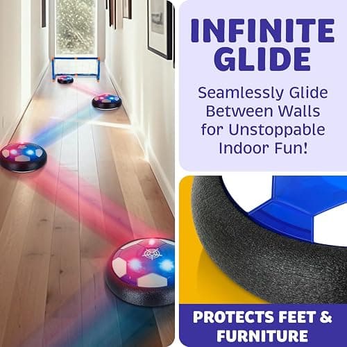 Hover Soccer Ball - Indoor Soccer Ball, Indoor Flying Toy Games (2 Floating Disk + 2 Goals) Boy Birthday Gifts, Indoor Silent Game | 4 in 1 Pack thumbnail 3