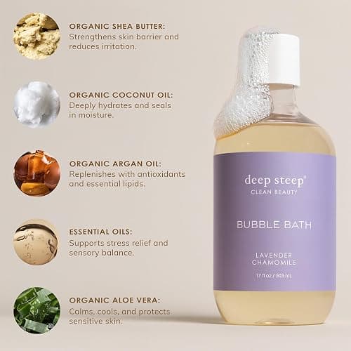 Deep Steep Bubble Bath, Lilac Blossom 17 oz – Hypoallergenic, Clinically Tested Soothing Soak with Shea Butter & Argan Oil – Sulfate-Free thumbnail 7