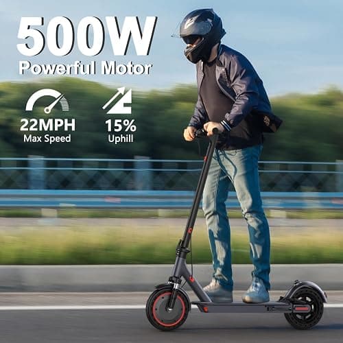 VOLPAM Electric Scooter, 350W/500W Powerful Motor, 8.5"/10" Solid Tires, 19/22Mph, 28/23/21/16 Miles Max Range, Dual Braking thumbnail 4