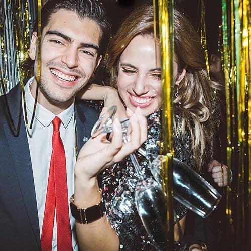2 Pack Gold Backdrop Birthday Decorations Foil Curtain Backdrop Gold Streamers Dance Party Decorations Photo Booth Props for Bachelorette Decorations Christmas Halloween New Years Eve Party Supplies thumbnail 3
