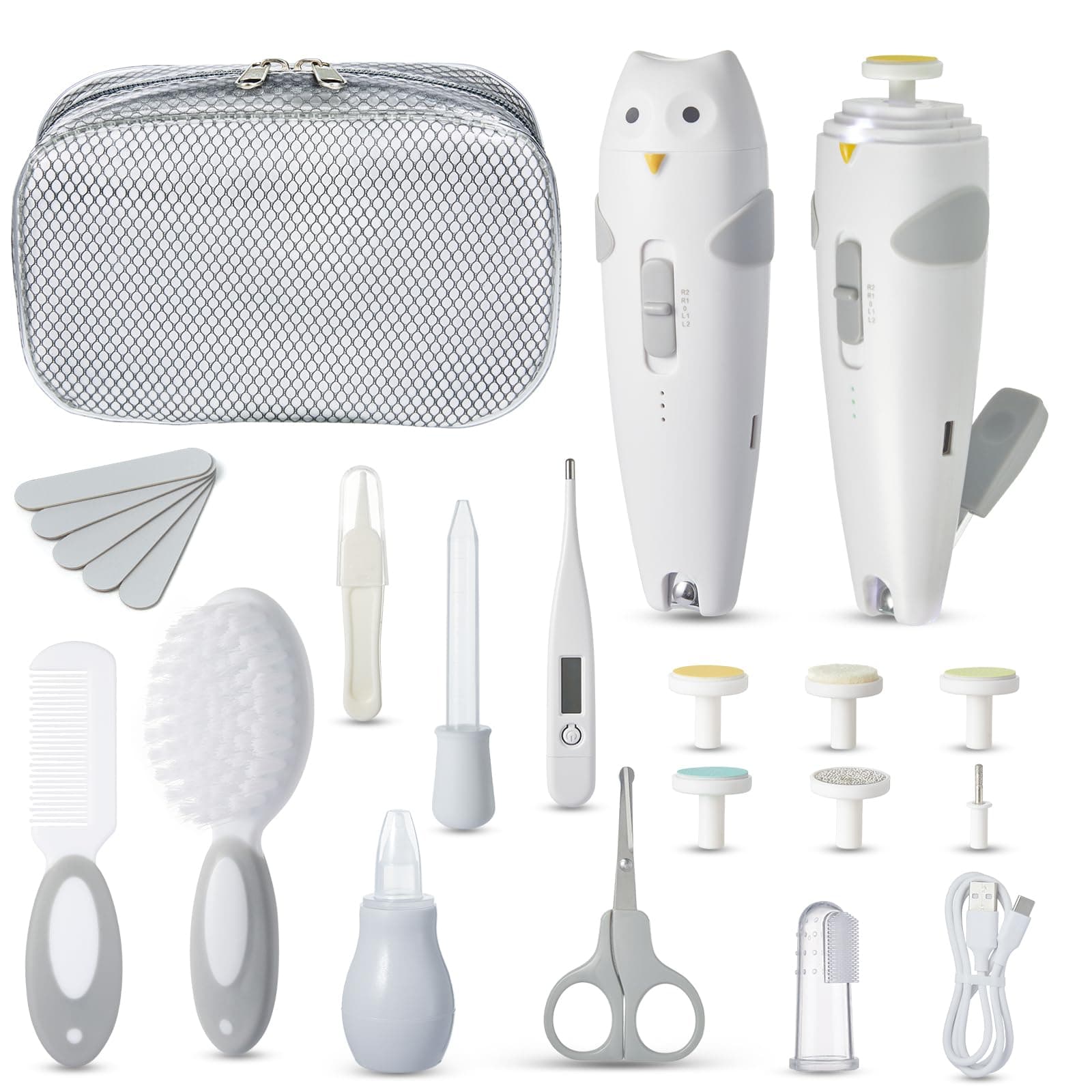 Lictin Baby Healthcare and Grooming Kit, 26 in 1 Rechargeable Baby Nail Trimmer Electric Set,Safe Baby Nail File with Auto Light, Newborn Nursery Health Care Kit, Portable Baby Safety Care Set - Image 1