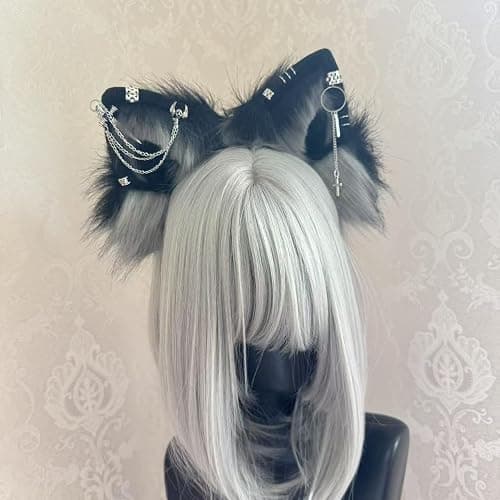 Wzltyrzz Handmade Wolf Fox Cat Ears Animal Headband Clip Cosplay Cute Head Accessories Punk Gothic for Halloween WZED-ALL-B thumbnail 4