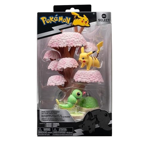 Pokémon PKW3207-15cm Select Set - Blütenbaum mit Pikachu und Raupi, offizielles Figurenset - Image 1