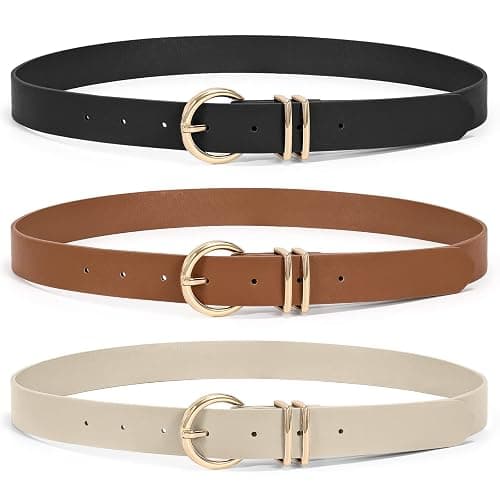 XZQTIVE 3 Pack Women Belts For Jeans Dresses Pants Ladies Leather Waist Belt with Gold Buckle thumbnail 2