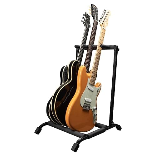Rok-It Collapsible Folding Guitar Rack Stand for 3 Guitars – Fits Acoustic, Electric, or Bass Guitars – Portable, Durable, Space-Saving Storage (RI-GTR-RACK3) - Image 1