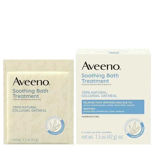 Aveeno Soothing Bath Treatment, Eczema, Dry Skin Relief, Colloidal Oatmeal Bath, Cleanser, Fragrance Free, 8-pack, 42 gram thumbnail 2
