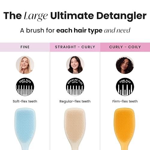 Tangle Teezer Large Ultimate Detangler Hairbrush for Wet & Dry Hair, Eliminates Knots & Reduces Breakage for Long, Thick, & Curly Hair Types, Vanilla - Vanilla thumbnail 8